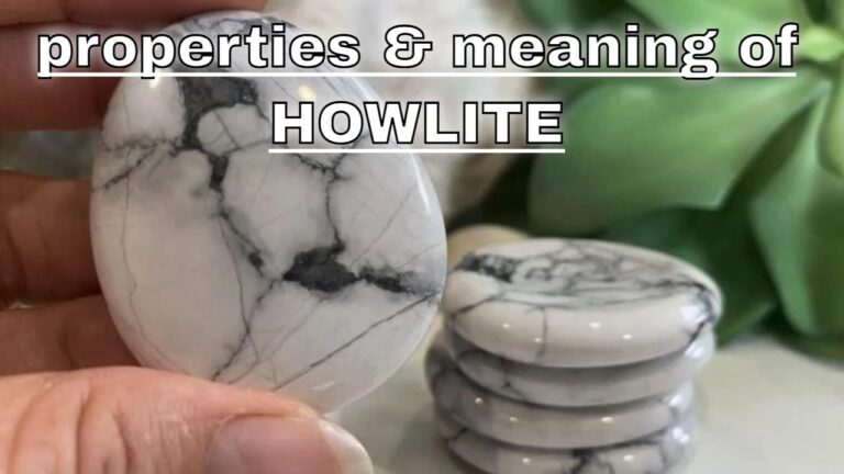 Polished howlite stones and informational text.