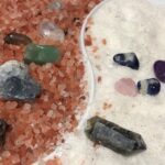 Himalayan salt and assorted healing stones.
